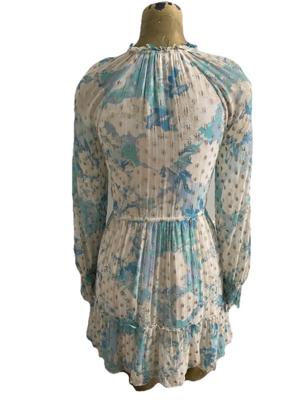 HEMANT & NANDITA Floral Georgette METALLIC MINI DRESS Size Small - Picture 13 of 16